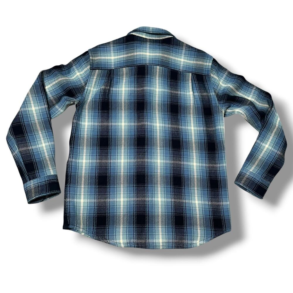 $168 NWT Outerknown Blanket Shirt 100% Cotton Plaid Flannel Puget Plaid Blue M - Picture 3 of 8